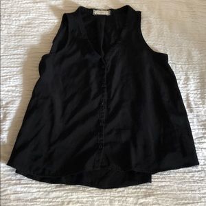 Silky black button up girls tank